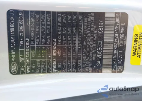 2017 Land Rover Range Rover Evoque Hse Dynamic z USA, uszkodzony, nr VIN SALVD5BG0HH158197